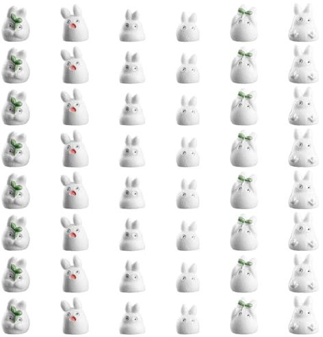 Tabanzhe Lot de 48 mini figurines d'animaux en résine, petites figurines d'animaux lumineuses, petites décorations mignonnes pour jardin féérique, paysage miniature, accessoires de maison de poupée