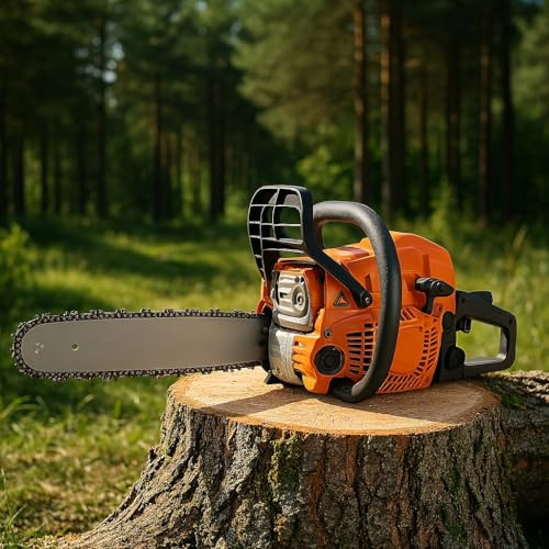 Mini Motosierra inalámbrica Oran de 2 kW y 58 CC con depósito de Combustible de 550 ml, con Encendido CDI, de 20 Pulgadas para poda de árboles y Corte de Madera.