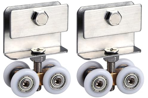 Lot de 2 roulettes porte douche coulissantes à 4 roues, roulements rouleaux, remplacement, quincaillerie suspension pour Cabine Salle de Bains Porte en Verre