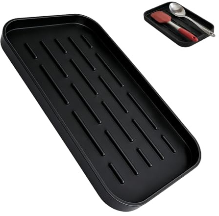 JIXLOUR Riposa, cucchiaio da cucina, supporto per utensili da cucina in silicone funzionale, supporto per piano di lavoro, tavolo da cottura e tavolo da pranzo, nero