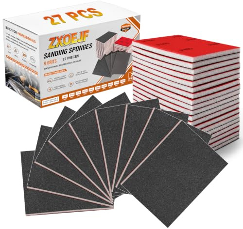 27 PCS 3x4 Inch Sanding Sponge, 400 Grit Sandpaper Pads Sanding Blocks Set