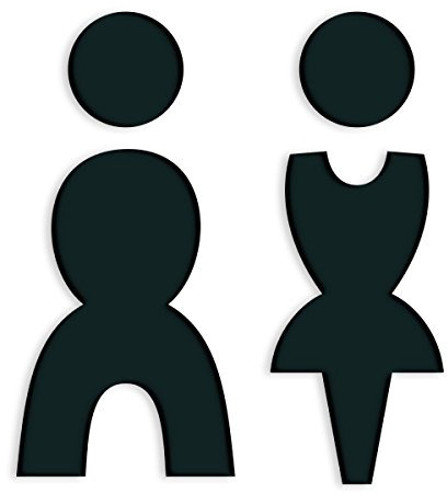 Panneaux de porte WC Autocollant Femme Homme acrylique noir – intemporel & Toilette moderne Panneaux Panneaux – Taille 15 x 15 cm – Fabriqué en Allemagne