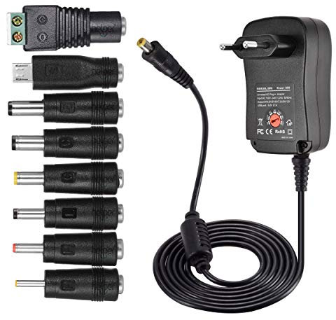 Trasformatore Universale Regolabile 30W CA/CC Adattatore di Alimentazione Elettrica a Commutazione Universale con 8 Spine CC, Inclusa Presa USB per 3V a 12V Dispositivi Elettronici Domestici