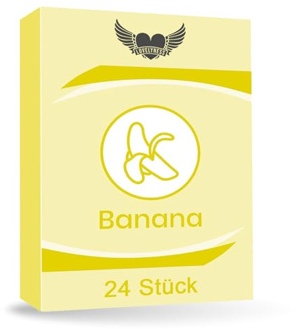 Kondome mit Geschmack Banane 52mm - 24 Stück Gefühlsecht Extra dünn Extra feucht Analverkehr Gleitfilm von Lovelyness