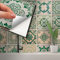 WALPLUS Lot de 24 autocollants de carrelage amovibles en vinyle pour décoration d'intérieur, salon, cuisine, chambre à coucher, crédence - Vert vieilli vintage - 15 cm