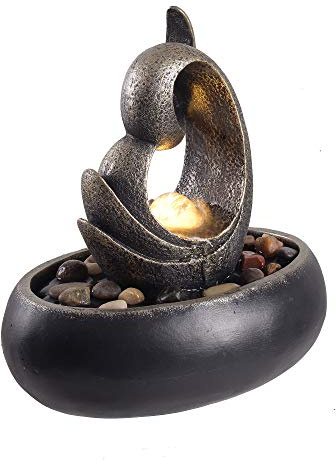 Teamson Home Tischwasserspiel für den Innenbereich, Kleiner Zen-Brunnen mit Lichtern