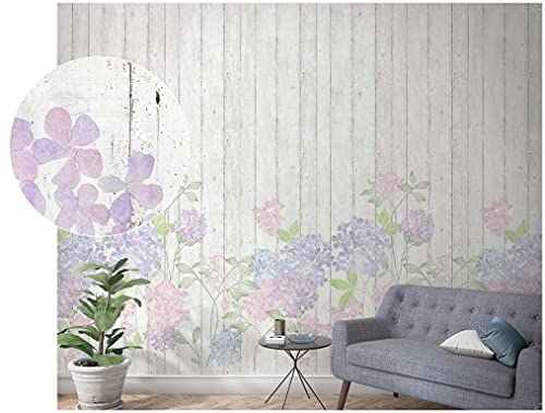 NEWROOM Vliestapete [ 2,70 x 1,59m ] großzügiges Motiv - kein wiederkehrendes Muster - nahtlos große Flächen möglich - Fototapete Blumen Flieder Holz Made in Germany