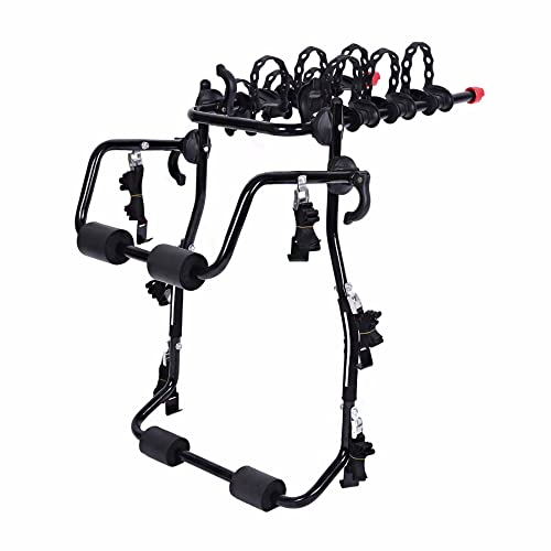 HXFENA Fahrradträger,Faltbares Fahrrad aus Kohlenstoffhaltigem Stahl HeckträGer AutoträGer Universal Geeignet FüR die Meisten Autos,Kann 3 FahrräDer AufhäNgen/Black/A