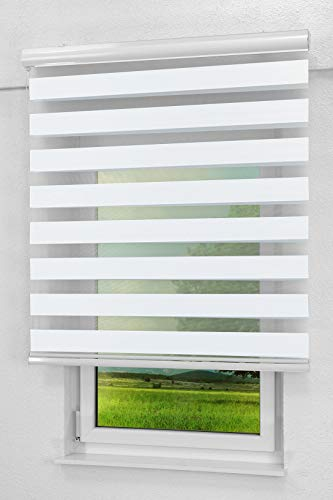 LYSEL - Qualitätsdoppelrollo abdunkelnd weißgrau, (B x H) 150cm x 175cm in weiß/weißgrau