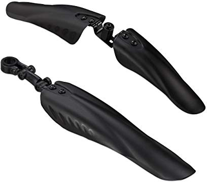 Relaxdays Schutzblech 2er Set, Spritzschutz für vorn & hinten, schwarz | für Räder mit 24-28 Zoll, für versch. Sattelstangen