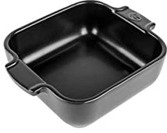 PEUGEOT - Plat Four En Céramique Carré - 18 cm (anses comprises) x 11,4 cm x 5,1 cm - Contenance : 0,66 L - Garanti 10 Ans - Fabrication Française - Coloris Noir Satin