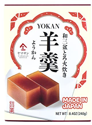 YAMASAN KYOTO UJI Yokan Japanese Traditional Wagashi Sweets - Sweet Koshian Anko Paste Jelly Cake, Wasanbon Sugar, No Coloring, Gluten Free, Made in Japan 240g(8.4OZ)