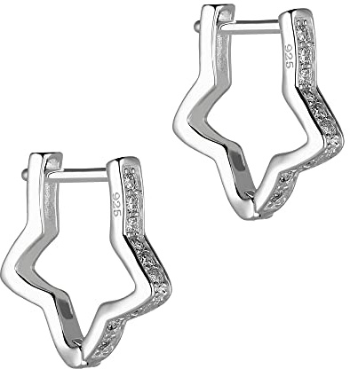 Treuheld® 925 Sterling Silber Stern-Creolen mit Kristallen