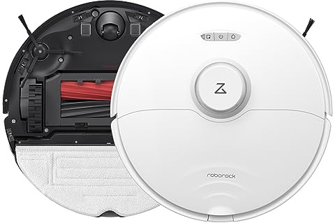 roborock S8 Robot Aspirapolvere,Sistema di Spazzole a Doppio Rullo,Evitamento 3D Reattivo Degli Ostacoli,6000 Pa,Ultrasonica 3000/min,Navigazione LiDAR,Controllo Vocale APP(Aggiornamento S7,Bianco)