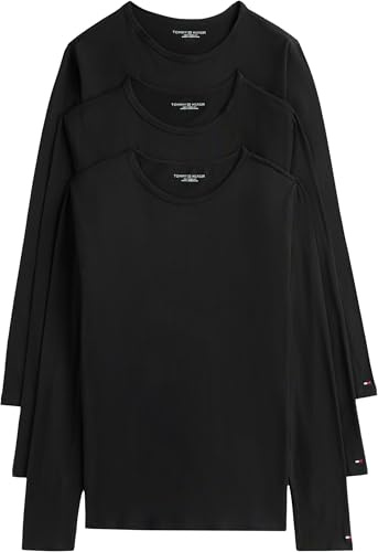 Tommy Hilfiger Homme Lot de 3 T-Shirts Manches Longues Basic, Noir (Black/Black/Black), M