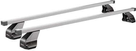 Menabo Dachträger Grundtäger kompatibel mit VW T5 Multivan 2003-2015 Stahl 75kg Silber 2tlg Fixpunkte für Fahrradträger, Dachboxen, Skiträger Abschließbar