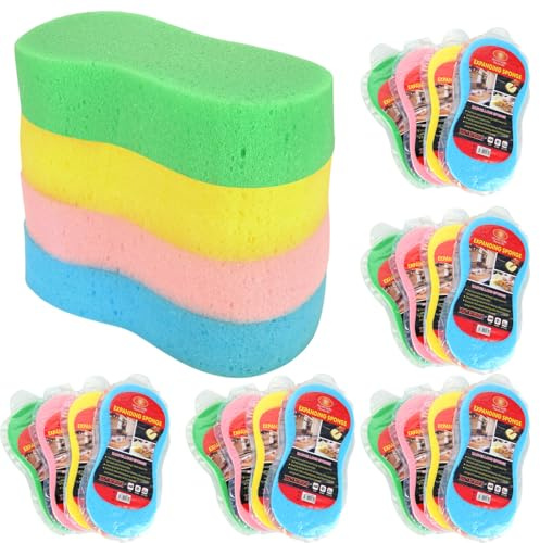 GOYADA 20 Pcs Large Car Wash Sponges, 22.5 x 10.5 x 4.5cm Car Cleaning Sponge, Reusable Multi Functional Washing Sponges for Car, Bike, Tile, Window, Easy Grip Car Sponge for Kitchen, Bathroom, Office