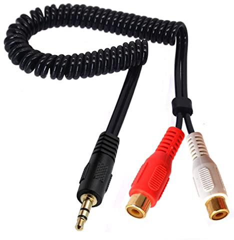 HUHANGGod Coiled 3.5mm to 2RCA Y Splitter Cable 80cm