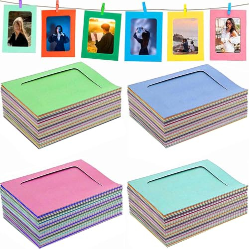 Fashion HW Confezione da 40 cornici in cartone, 10,2 x 15,2 cm, decorazioni da parete fai da te a casa, ufficio, scuola e feste, album+corda+clip (10 colori)