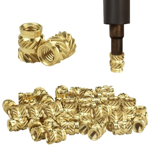 STCRERAG 50 Stück Gewindeeinsatz 3d Druck Lötkolben Gewindebuchse Einpressen Innengewinde Einpressmutter Threaded Inserts M4 Messing Schmelzgewinde Gewindemutter für Kunststoffteile 3D Druckteile