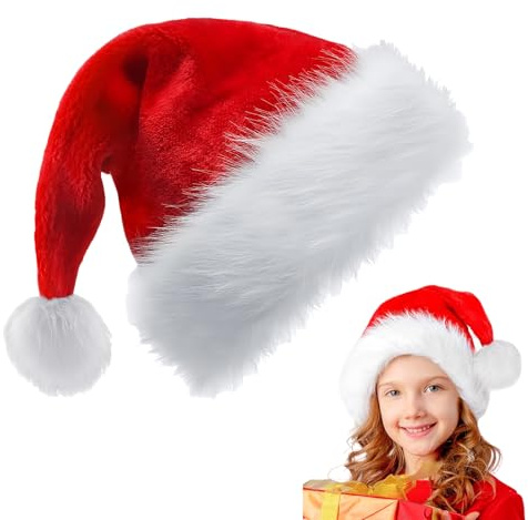 COSORO Pailletten Weihnachtsmütze für Erwachsene Kinder,Nikolausmütze Plüsche Weihnachtsmann Mütze,Unisex Warm Dicker Nikolaus Mütze Perfekt für Männer Frauen Familie Weihnachtsfeier