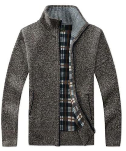ORANDESIGNE Cardigan Gilet Homme Pull Homme Veste en Maille Chandail Homme Zippé Chaud Cardigan Épais avec Col Montant Tricot Décontractée Polaire Men Sweater Mode Vest A Kaffee M