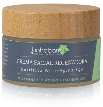 CREMA FACIAL REGENERADORA BIO, Crema nutritiva con vitamina C y ácido hialurónico, para pieles secas y/o maduras, hidrata, nutre y protege, Vegana, 50ml