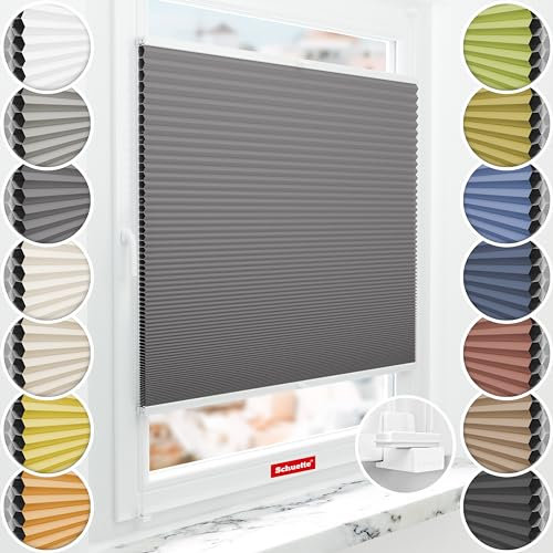 Schuette® Wabenplissee ohne Bohren ● Blackout x Honey ● Twilight Tango (Grau) ● 90x230cm (Breite x Höhe) ● Suprafix Klemmhalter X ● 60 Sekunden Montage