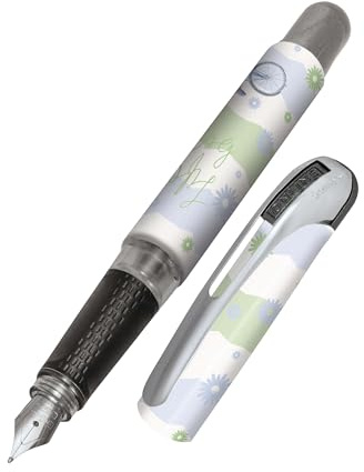 Online Füller College Beautiful, Tinten-Füller für Rechtshänder, ergonomisches Griffstück, hochwertige Iridium-Feder medium, Standard-Tintenpatronen, inkl. Kombipatrone blau, Allergiker geeignet