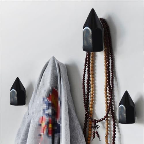 Modern Resin Coat Hooks 2 Pack Creative Pencil Wall Mounted Hanger Decorative Pegs for Towel Hat Bag Keys Organizer Home Accessories (Black, 7.4 * 4 * 4 cm)
