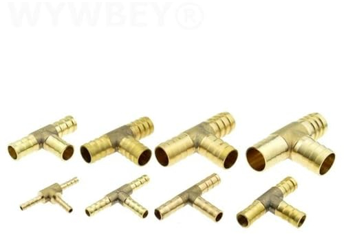 T-Anschluss, T-Stück Y 3 4-Wege-Schlauchverbinder aus Messing, Spleißer, Widerhaken, Rohrverschraubung, 4, 6, 8, 10, 12, 19 mm, 25 mm, pneumatischer Luft-Wasser-Schlauchkupplungsadapter, 2-Wege, gerad