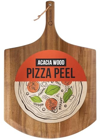 Chef Pomodoro 16-Inch Acacia Wood Pizza Peel with Handle