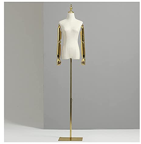 Schaufensterpuppen-Torso-Körper, weibliche Büste, Kleid, Anzug, Requisitenständer, Verstellbarer Ständer, höhenstabil, Metallbasis, Fensterladen, Kleidungspräsentationsständer (Goldener Arm S)