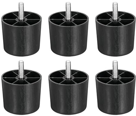 sourcing map 6 Pcs M8 x 2 x 2.4 Inch Furniture Legs, Plastic Sofa Couch Legs Tapered Replacement Legs Tapered Feet for Chair Sofa Dresser Cabinets Bed, Black