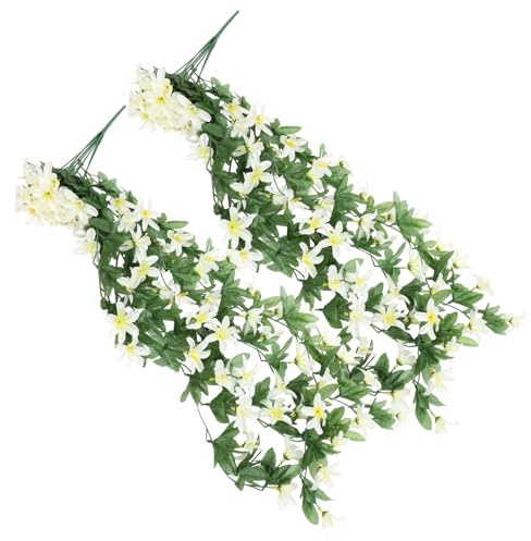 Decoración Floral de Lirio Artificial Colgante 2 Piezas Blanco Seda | Adorno de Simulación para Pared, Uso en Bodas y Salón, Mantiene Apariencia Bella, No se Marchita