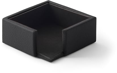 Eglooh - Atena - Notizzettel Box Echtes Leder Schwarz - Zettelbox, Notizklotz, Zettelkasten für Schreibtisch und Büro - cm 11,2 x 11,2 x H.4,5 - Made in Italy