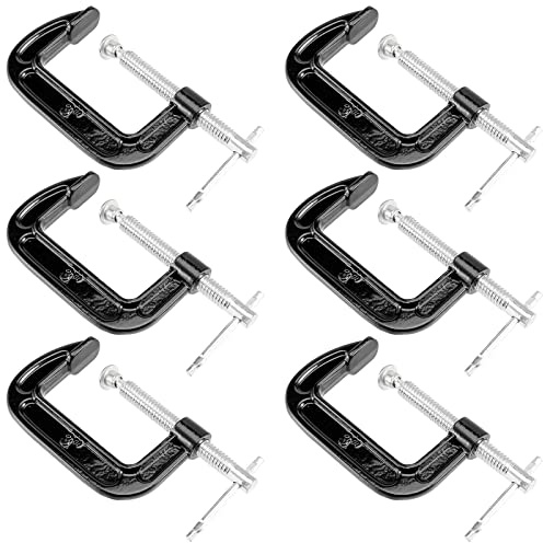 FAAING 6 Stück C Schraubzwinge, 80mm Gusseisen C Klemme Klein, Mini G Klemme Schraubzwingen Set für Holzbearbeitung, Schweißen, und Bau
