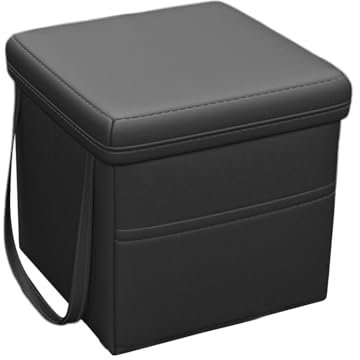 Whnbuij Porte-poubelle de voiture en cuir - Poubelle de rangement pliable pour voiture - Boîte de rangement pour les déchets de voiture - Support d'organisation pour voitures, camping-car