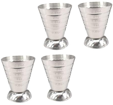 Cabilock 4 Tazas Medidoras De Acero Inoxidable Vaso Medidor De Barra Precisión En La Medición Cómodas y Prácticas