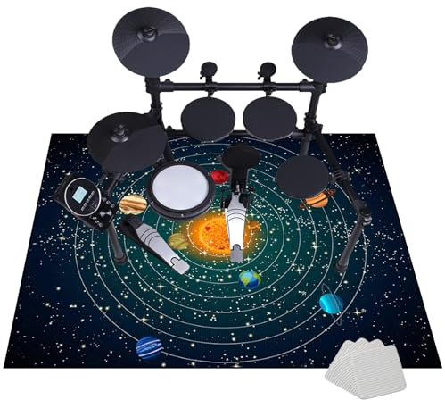 Schallschutz Teppichmatte Drum Teppich Schlagzeug Teppich Professioneller Schlagzeugteppich rutschfeste Trommel Teppich Quadratische Schallschutzdecke für E-Drum-Kits Bass Drum Snare 160 x 120 cm