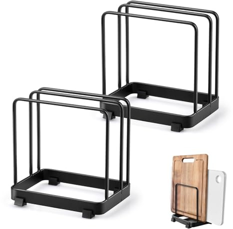 SenaiMy Schneidebrett Halter,Tellerhalter Lagen Schneidebrett Organizer Schwarz Kleiner Schneidebrettständer aus Metall Küchenlagerständer für Schneidebretter Kleines Brett Platte