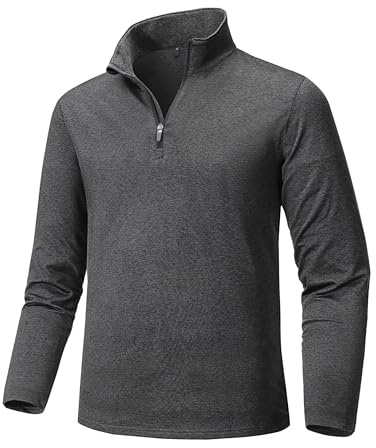 Tansozer Herren Half Zip Funktionsshirt Laufshirt Langarm Leicht Fleece Pullover Sport Atmungsaktiv Wandershirt