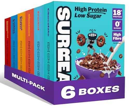 Surreal Gluten Free Mega Bundle - High Protein Cereal – Zero Sugar – Healthy Plant-Based Cereal - High in Fibre - Low Carb - Vegan - 17g-18g of Protein, 0g of Sugar - 240g per box, 6 Pack (1 x each)