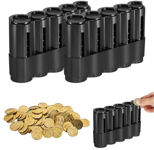 2 Stück Münzspender Münzen,Eur Münzbox Schwarz Kleingeld Aufbewahrung 5 Stückelungen,Münzen Aufbewahrung,Professioneller Münzspender,Eisenhaltig Euro Münzsortierer,Fürtaxis,Busse,Restaurant,Verkäufer