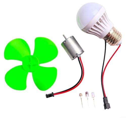 Marchfunny Kit de generador de energía eólica en miniatura de 12 V con equipo de enseñanza de cuchillas (con Blub)