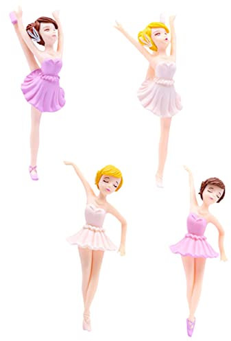 BESPORTBLE 4stücke Ballerina Kuchendekoration Zauberhafte Tänzerinnen Figuren Für Geburtstagsfeiern Muffin Cupcake-toppers Elegante Deko in Weiß Und Violett
