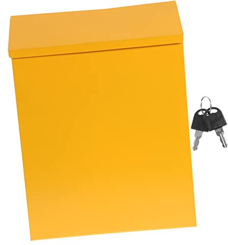 LOORGVEL Boîte aux Lettres Murale en Fer, Jaune, à Serrure, Grosse Capacité, pour Courrier et Lettres, pour École ou Bureau, Style Simple