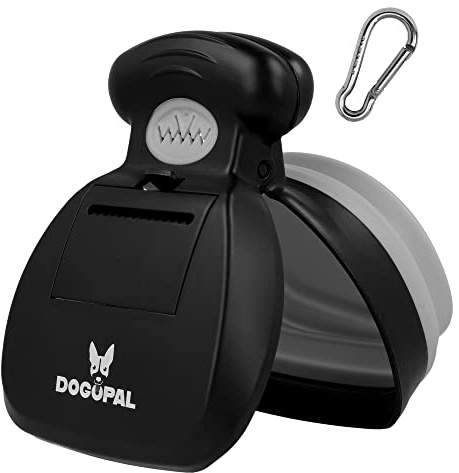 DOGOPAL - Paletta portatile per escrementi di cane, innovativo strumento di raccolta rifiuti senza contatto per cani di taglia piccola, media e grande (Grigio, Medio)