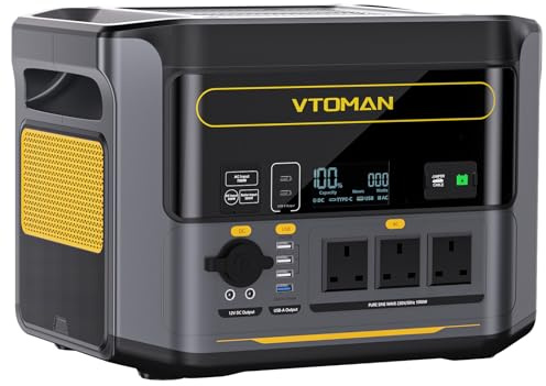 VTOMAN 1000W Portable Power Station with Expandable Capacity 2376Wh, 1H Fast Charging(0-80%), 828Wh LiFePO4 Battery Solar Generator, 2000W Peak 230V UK AC Output for Home Backup, Camping,Power Outages