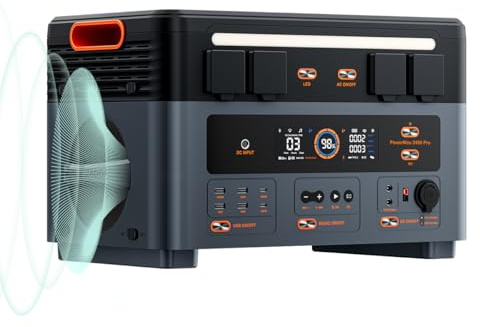 OSCAL PowerStation PowerMax 2400 Pro - Generador solar portátil, 2400 W (punta de 4800 W), batería LiFePO4 2016 Wh, totalmente cargada, 1,45 horas con altavoces estéreo HD para camping al aire libre